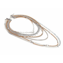 Waterfall Multi-Strand Chains Statement Collar Necklace Zinc