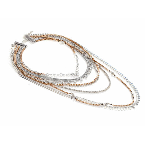 Waterfall Multi-Strand Chains Statement Collar Necklace Zinc