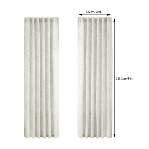 Imitation Linen Curtains 2 Panel Set Light-Navy blue W127 214 1