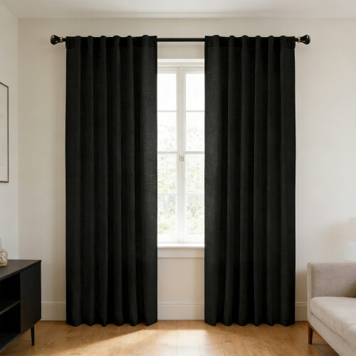 Imitation Linen Curtains 2 Panel Set Light-Navy blue W127 214 2