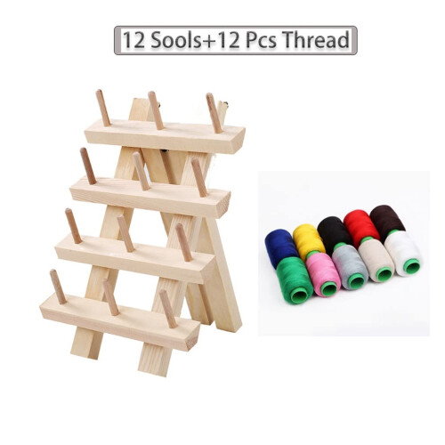 Wooden Thread Spool Holder Organizer for Sewing and Embroidery, Foldable 20Spool Rack 1