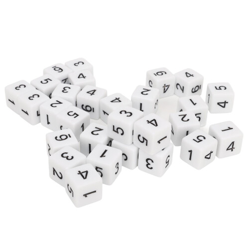 30PCS 16mm 6-Sided Plastic Dice Set White 2