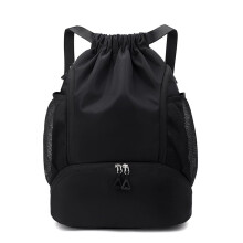 Waterproof Gym Backpack with Shoe Compartment, Lightweight Sports Bag for Swimming and Travel, Black