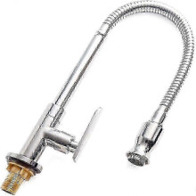 Outdoor Kitchen Sink Faucet with Flexible Neck - 360 Rotatable Single Handle Cold Water Tap