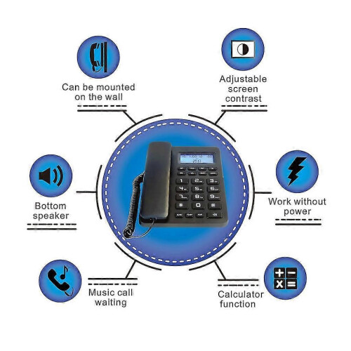 Telefone fixo de mesa VTC-500 com visor LCD e rediscagem, compatível com uso doméstico, em escritórios e para idosos. 1