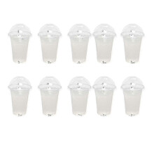 100 stuks 500 ml wegwerpbekers van transparant plastic met deksels met gaatje, geschikt voor thee, vruchtensap en melkthee.