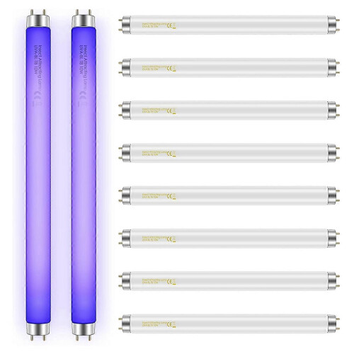 Pacote com 10 lâmpadas de reposição para mata-insetos elétrico de 10W para modelos de 20W, modelo BL T8 F10W, com lâmpada de 13 polegadas.