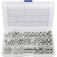 Kit de Porcas Sextavadas de Aço Inoxidável de 2-56 a 3/8"-16 UNC para Parafusos e Porcas - 280 Peças