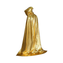 Unisex cape met capuchon, geschikt voor rollenspellen en familiekostuums, lange cape voor Halloween en Kerstmis (goud)