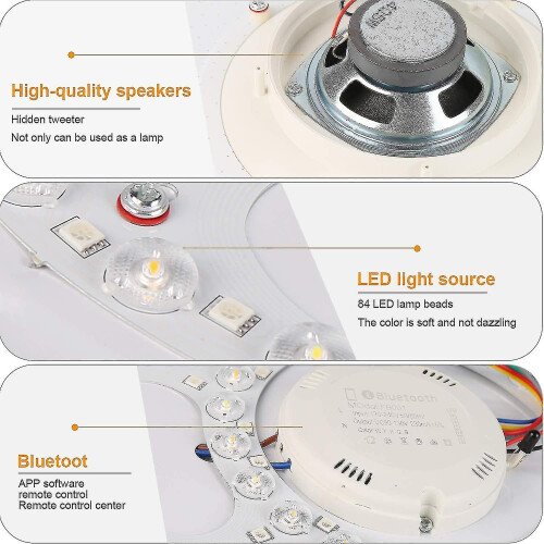 Led Ceiling Light, 24w Ceiling Lamp With Remote Control Bluetooth Speaker, Rgb Living Room Lamp 1