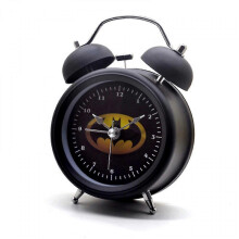 3 inch children's alarm clock retro silent pointer clock round digital double bell black alarm clock bedside night light home decoration batman