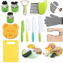 Juego de 13 cuchillos de madera para niños, ideales para cocinar y cortar verduras y frutas, seguros para su seguridad.