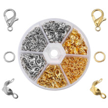 450pcs/Box Jewelry Making Kits Lobster Clasp Open Jump Rings End Crimps Beads Box Handmade Bracelet Necklace Findings