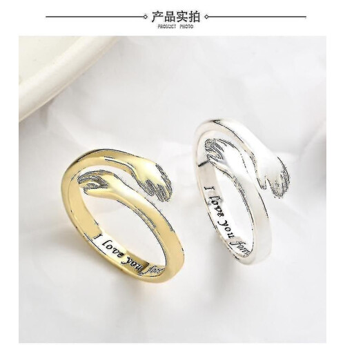 Two Hand Hug Couple's Ring 18ct Sterling Gold Couple's Hug Ring Adjustable Ring 1