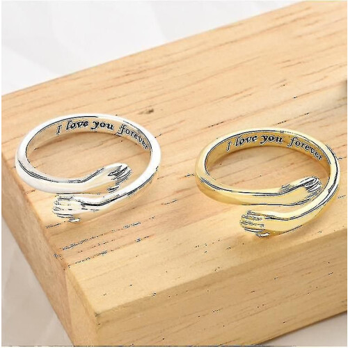 Two Hand Hug Couple's Ring 18ct Sterling Gold Couple's Hug Ring Adjustable Ring 2