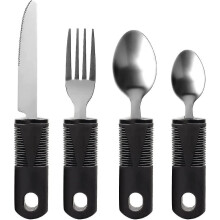 Cutlery Set Easy Grip Disability Aids Cutlery Sets Soft And Comfortable Cutlery For Disabled Elderly Parkinson's Arthritic (black 4pcs)