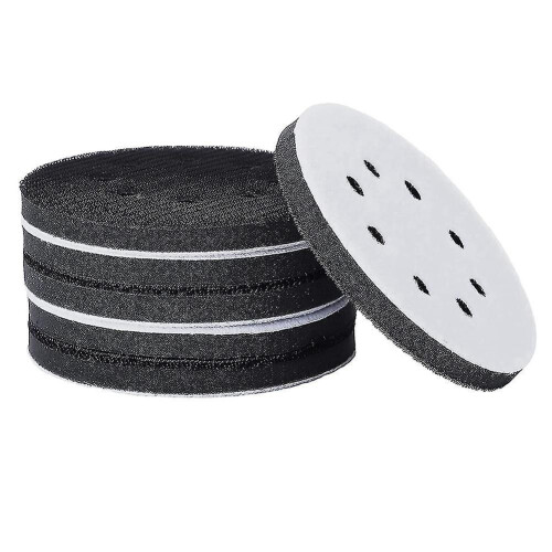 Conjunto de 6 unidades de almofadas de interface de esponja macia de 5 polegadas (125 mm) com 8 furos para lixadeiras e discos de lixa.