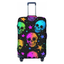 Skulls Stars Luggage Cover, Scratch‑Resistant Elastic Suitcase Protector with Zipper Buckle Closure