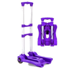 Folding Hand Truck Aluminum Lightweight Luggage Cart with Adjustable Handle and Smooth Wheels 55lbs