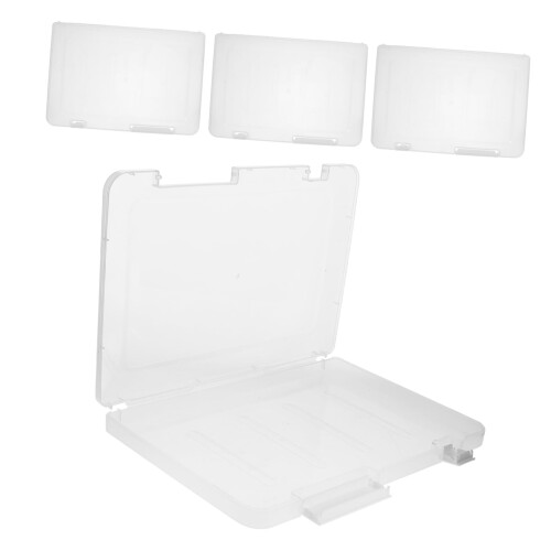 4 Pack A5 Document Storage Box Set Plastic File Organizer with Secure Lids for Office School Home