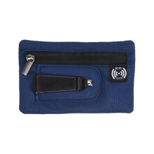 RFID Blocking Travel Money Belt with Secure Clip and Zipper Pocket, Slim Hidden Wallet for Cash and Cards (Dark Blue)