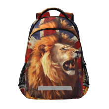 Water Resistant Kids Backpack with Lion British Flag, Lightweight School Bag for Girls Boys Elementary
