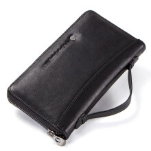 Men's Leather Passport Wallet RFID Blocking Travel Wallet with Card Slots and Snap Closure Black