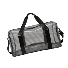 Large Clear PVC Travel Duffle Bag with Waterproof Material, Ergonomic Shoulder Strap, Secure Zip Closure, Black