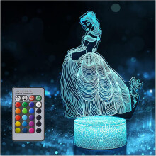 Princess Night Light For Kids, Dimmable Led Bedside Lamp, 16 Color Changing Night Lamp With Remote Control, Princess Toy Birthday Gifts For Baby Child