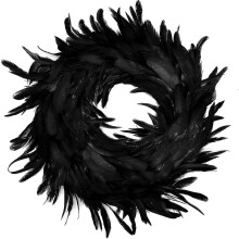 Natuurlijke zwarte veren slinger, geschikt voor Halloween decoraties $ Zwarte cocktail veren slinger 45 cm voordeur slinger, geschikt voor Halloween