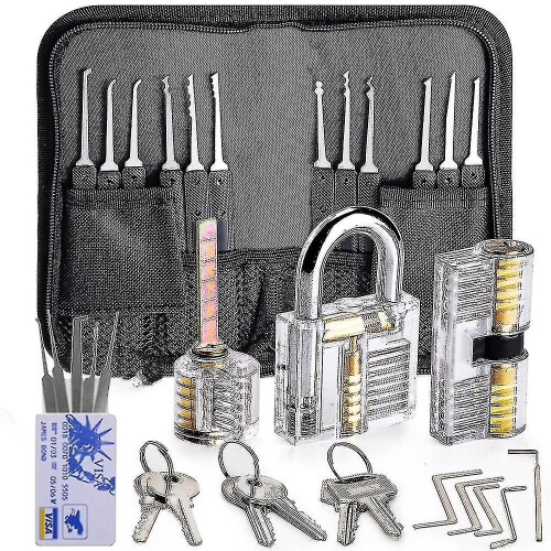 30-piece Lock Picking Set, Lock Pick Set With 3 Transparent Training Locks And Instructions