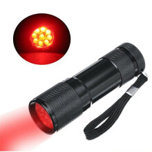 Mini taskulamppu punainen 9 LED 670 Nm tehokas punainen valo metsästysvalaisimeen