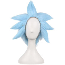 Rick and Morty anime pruiken, Ricky Sanchez cosplay pruikmuts, blauw