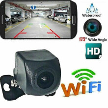 Autoachteruitrijcamera met wifi, draadloze HD-nachtzichtfunctie en een brede kijkhoek van 175 graden.