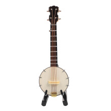 Miniatur-Banjo mit Ständer und Koffer, Mini-Musikinstrument, Banjo-Dekoration