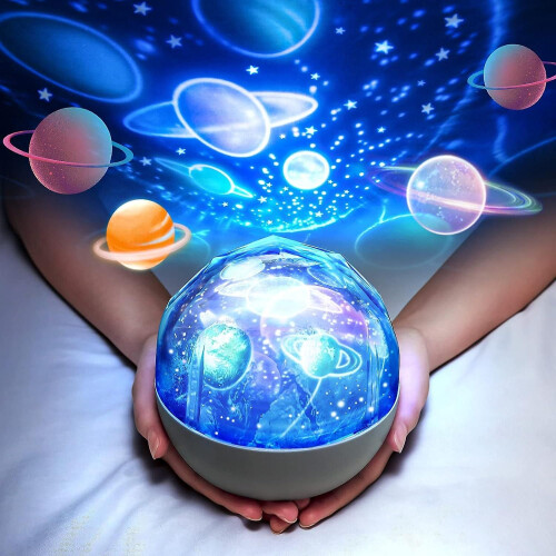 Solar System Projector Night Light 360 Rotating, 5 Films, Kids Room Decor
