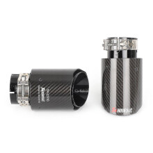 Bimirth 4" Akrapovic Gloss Carbon Fibre Exhaust Tips X2 Universal Tailpipe