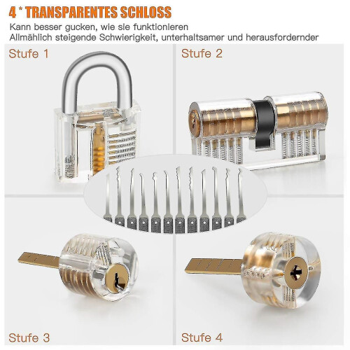 30-piece Lock Picking Set, Lock Pick Set With 3 Transparent Training Locks And Instructions 1