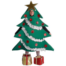 Unisex Christmas Green   Clothes Sets Funny Tree Shaped Stage Performance Costume+gift Shaped Shoes Accessories One Size X