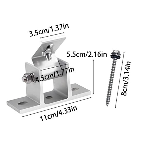 -solar Panel Bracket, Solar Panel Holder End Clamp Kit, Stand Solar Module 0-60 Individually Adjustable Flat Roof Mounting Angle (without 1