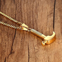 Collana con ciondolo a martello in acciaio inossidabile color oro, gioiello da riparatore da uomo, regalo per collane, gioielli per uomo e donna