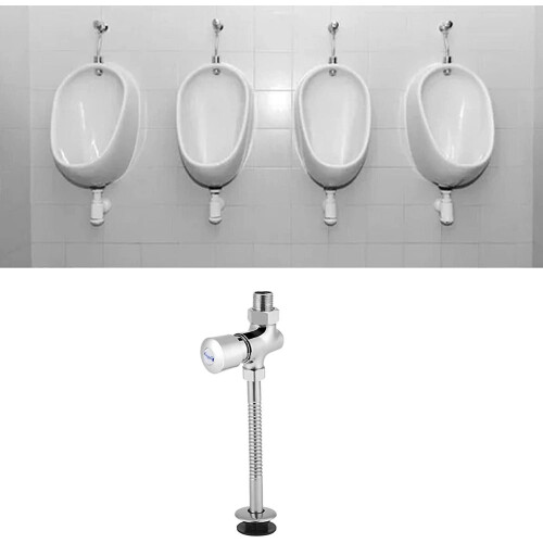 Valve de chasse d'urinoir apparente, type à arrêt manuel différé pour toilettes de salle de bain 2