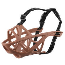 (M,Chocolate Color)Adjustables Anti-eating, Anti-licking And Anti-biting Dog Muzzle Breathable Hollow Basket Muzzles For Dog