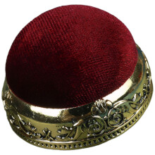 Sewing Pin Cushion Retro Metal Base Vintage European Style Red Holder 3.7x3.7x5cm for Tailoring