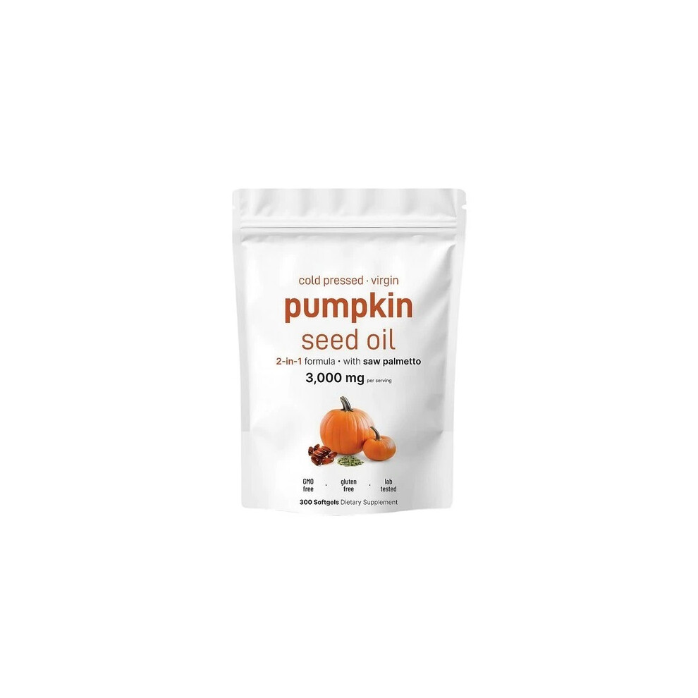 Cold Pressed Virgin Pumpkin Seed Oil 3000Mg Softgels 2In1 With Saw Palmetto