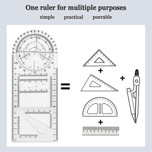 4 Pcs Multifunctional Geometric Ruler Drawing Tools Plastic Ruler Set Mathematics Measuring Drawing 2