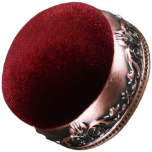 Compact Red Sewing Needle Cushion with Metal Base for Tailoring and Home Crafting 3.7 x 3.7 x 5 cm