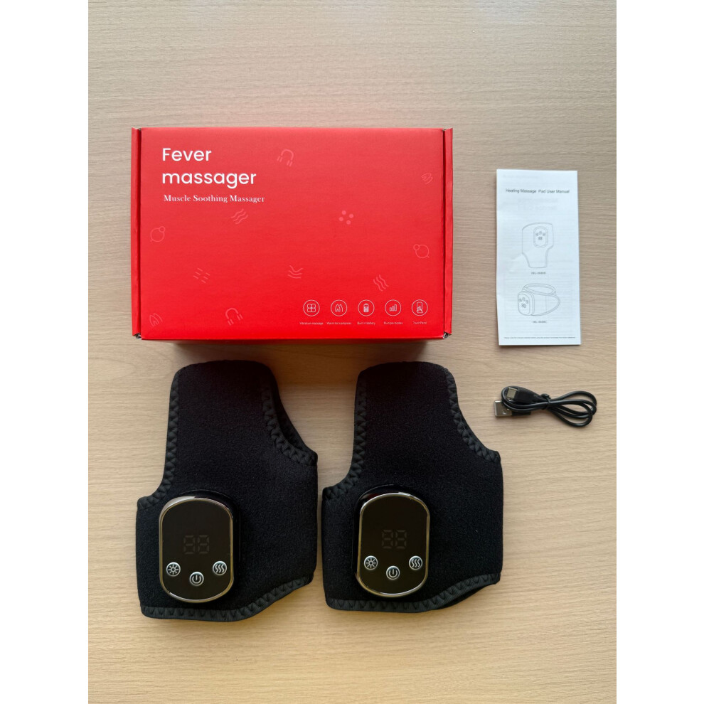 Gopatriot Memory Black (2Pcs ) Foot Massager Wireless Portable Triple Method 3 Vibration Mode Heated Ankle Wrap For Home Office Travel