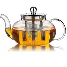Glass Teapot With Removable Stainless Steel Lid & Infuser, 33 Ounce