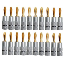 Conjunto de 20 conectores banana banhados a ouro 24k com plugue banana de 4,5 mm para alto-falantes.